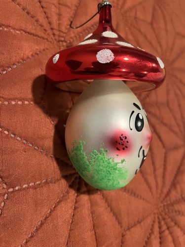 Vintage Hand Blown Glass Painted Ornament De Carlini Italy Clown Mushroom - Picture 8 of 10