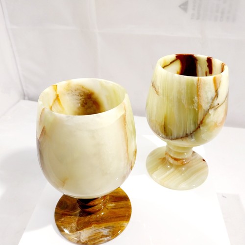 Onyx Wine Goblets Set of 5 Elegant Collectible Drinkware 13cm High - Picture 4 of 10