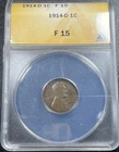 1914 D Lincoln Cent Rare Key Date Penny 1c ANACS F15 Scratch on Slab