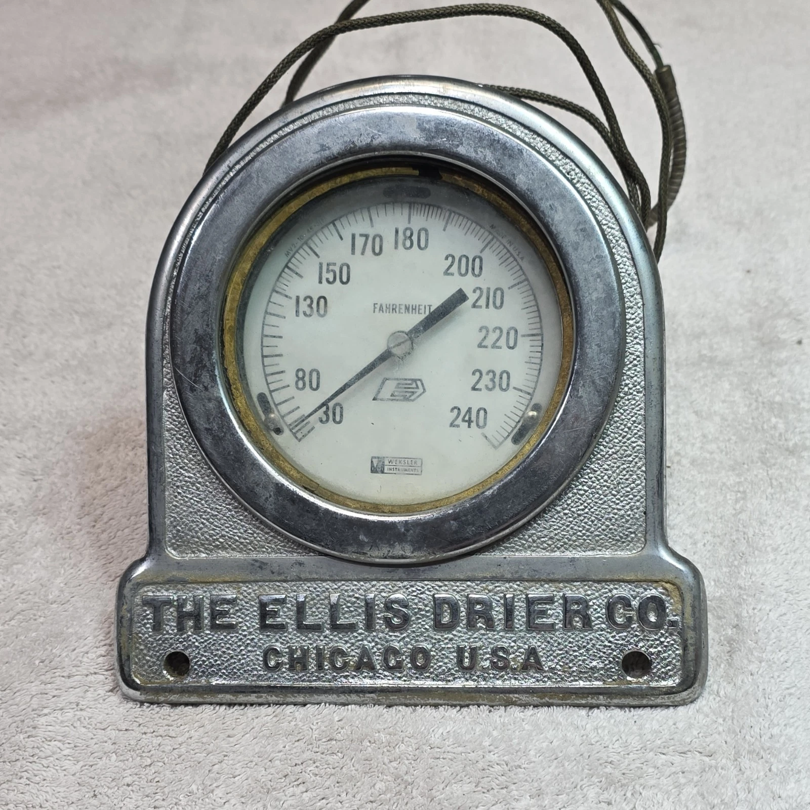 Vintage Ellis Drier Company Temperature Gauge
