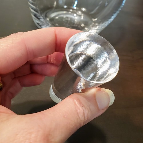 Hand Blown Glass Wine Carafe Decanter & Stopper Tilted Angled Signed LAMBERT 11" - Picture 6 of 8