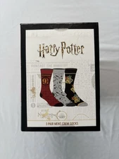 BioWorld Harry Potter Men’s Crew Socks 3 Pack NEW Movie Fantasy Hogwarts