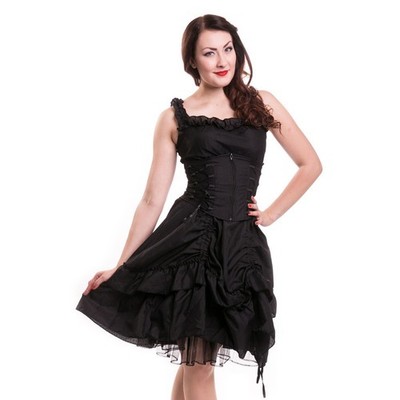 Poizen Industries Soul Gothic Corset Dress Black Ruffle Midi UK 12 US 8 EU  40 L | eBay
