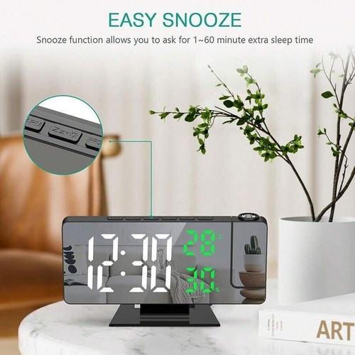 7.8" LED Projection Alarm Clock Digital Clock with 180° Projector Snooze Bedside - Picture 10 of 14