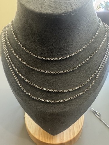 Silver Plated Rolo Chain Necklace Delicate Round Link Pendants Layering Necklace - Picture 3 of 4