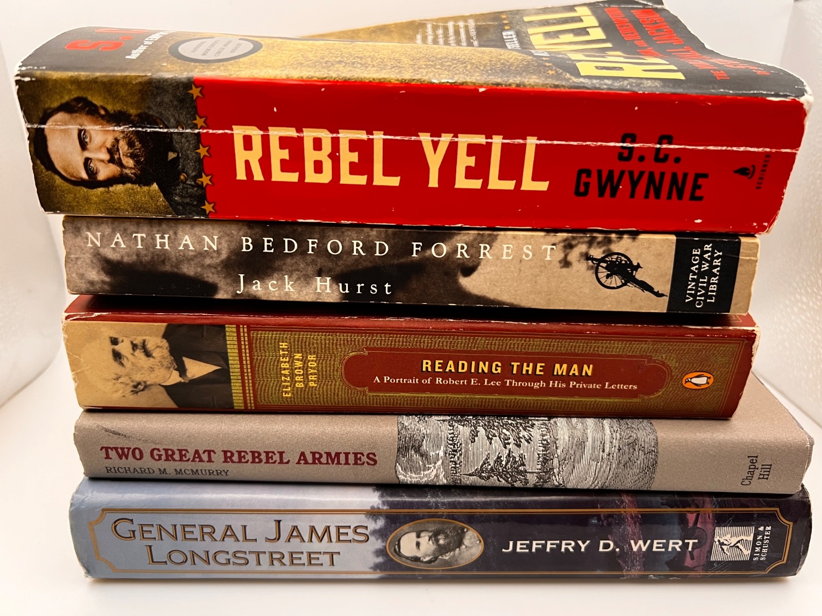 CIVIL WAR 5 Book Lot Lee, Longstreet, Stonewall, Forrest, Rebel Armies 2 HC 3 PB