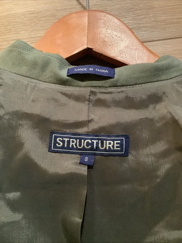 Structure 2pc Suit 100% Silk Green Jacket Small 42 Pants 31/32 90s Baggy Pleated - Picture 6 of 18