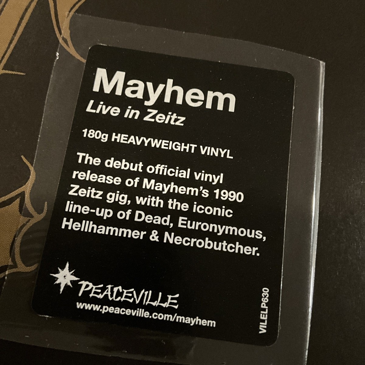 Mayhem – Live In Zeitz LP 2016 Peaceville – VILELP630 [180g Black