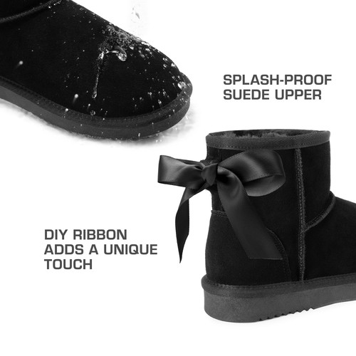 Women Snow Boots Ankle Booties Memory Foam Fur Lining Slip On Boots - Bild 6 von 31