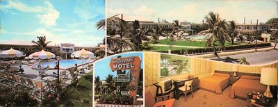 Key West Florida Southernmost Motel Interior MCM Decor TV 3.5x9 Postcard CVL03