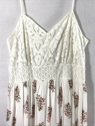 Vestido Solero Maurices Mujer XXL Blanco Encaje Rosa Floral Fairycore Delicado Femenino - Imagen 2 de 13