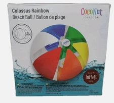 Beach Ball Coconut Outdoor Colossus Rainbow 48" Beach Ball NEW