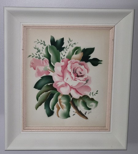 Original Set 2 Vintage 14x16 Shabby Chic Framed Art Print Floral Flower Pair - Picture 3 of 9
