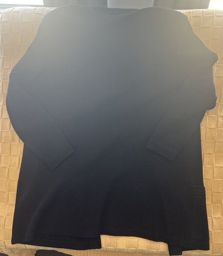 Cardigan blazer St. John nero aperto davanti Santana maglia logo bottoni USA grande - Foto 7 di 9