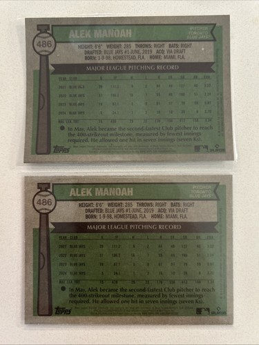 2025 Topps Heritage Alek Manoah High Number SP (2) Sparkle Refractor Blue Border - Picture 2 of 2