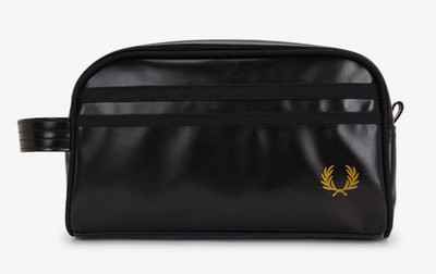 Fred Perry Wash Bag Toiletry Travel Dopp Kit Black Gold L7311-774 NWT