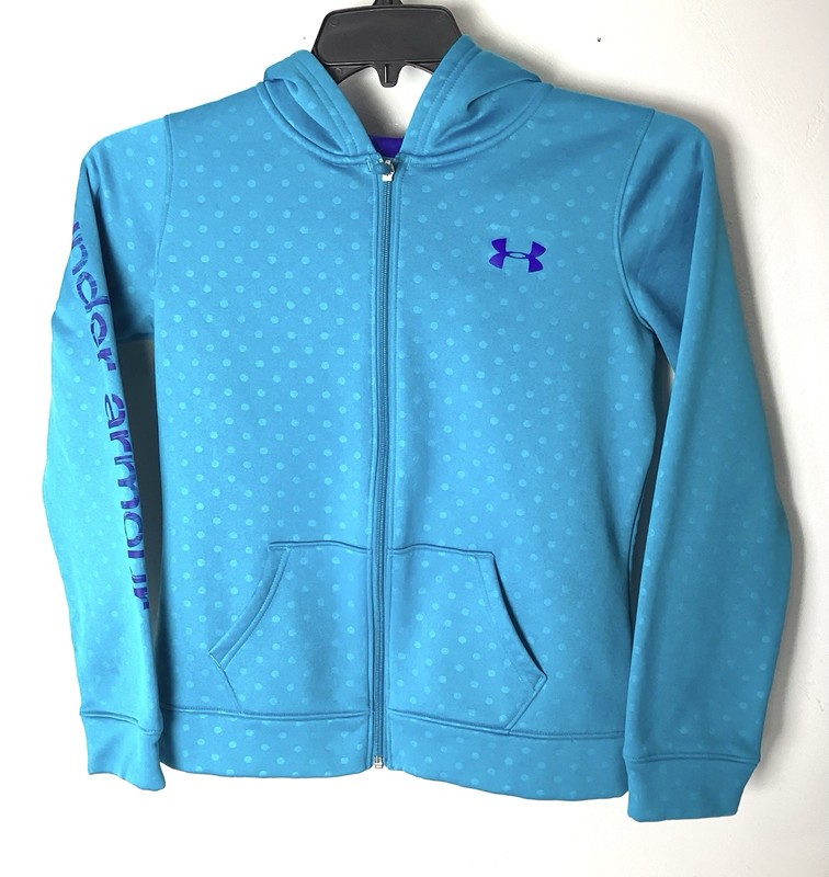 New Girls Youth Under Amour UA Full Zipper Hoodie Sweat Shirt Size YLG Large