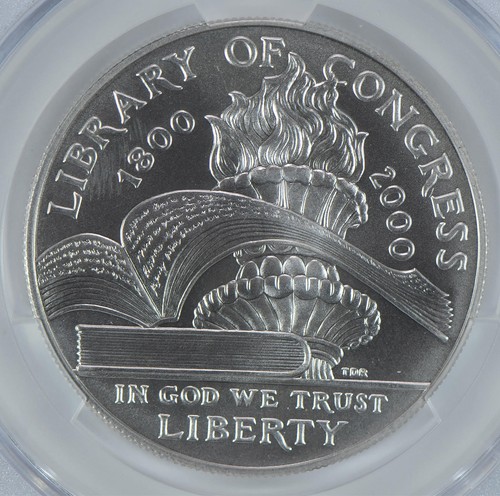2000-P Library Of Congress Commemorative Silver Dollar MS69 CAC CACg *7077 - Picture 3 of 5