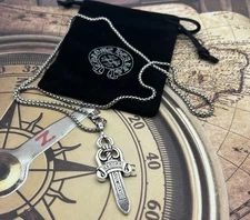 CHROME HEARTS — DOUBLE DAGGER PENDANT – 22 Inch BALL CHAIN Stainless Steel