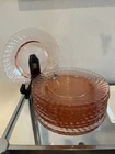 Vintage Arcoroc France Rosaline Pink Swirl Depression Glass Salad/desert Plates
