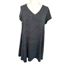 Torrid Dress Womens Size 0 Large Gray Shift V-Neck Short Sleeve Casual Knit