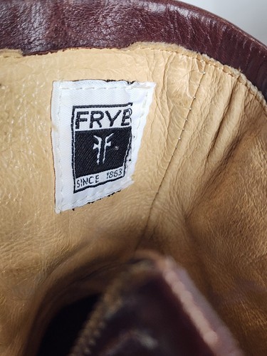 Herren Frye Leder Phillip Schnalle Motorrad Stiefel Cognac Abgenutzt 11,5 D Innenreißverschluss - Bild 17 von 21