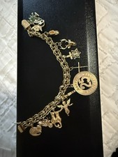 36g of Vintage 14K Gold Double-linked Chain Charm Bracelet with 12 Charms