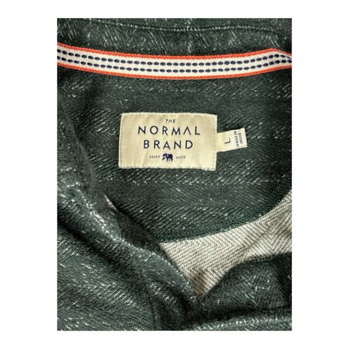 The Normal Brand Textured Knit Shirt Gray Striped Cotton Men L Button Up Pockets - Picture 10 of 11