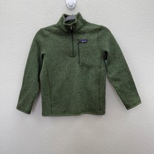 Patagonia Better Sweater Green Knit 1/4 Zip Pullover Shirt 65705 Boys Medium 10