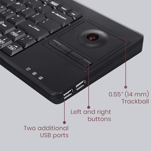 PERIBOARD-514H Plus Wired Keyboard with Trackball - 14.57x5.39x1.02 Inch - US... - Picture 4 of 9