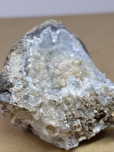 Opened Up Large 3" Geode Rock w Hollow Cavities lined w Crystals Milwaukee WI - Bild 3 von 13