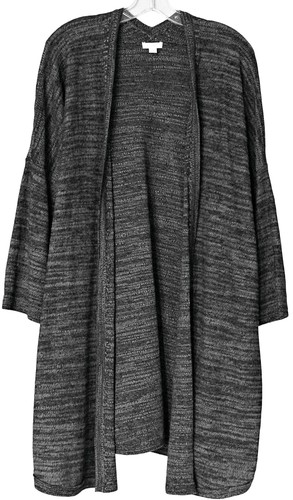 PURE JILL J. Jill Long SHIRTTAIL CARDIGAN SWEATER Duster XL Black Gray - Picture 1 of 4