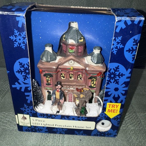 Rathaus Victoriafälle 5-teiliges beleuchtetes Porzellan HAUS SET 2000 neu ungeöffnet - Bild 1 von 6