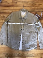 Billy Reid The Leroy Snap Button Water Repellent Carbon Khaki Large Shirt Jacket