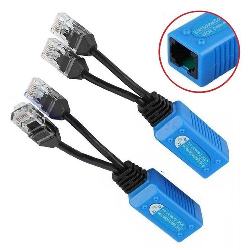 1 Pair RJ45 Ethernet Cable Combiner / Splitter POE 2i-n-1 CAT6/5e Data Adapters - Picture 4 of 7