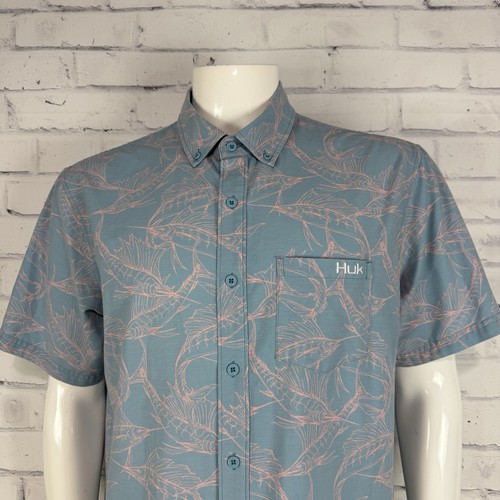 Huk Shirt Men’s Medium Short Sleeve Performance Button Fishing Hawaiian Vented - Bild 2 von 15