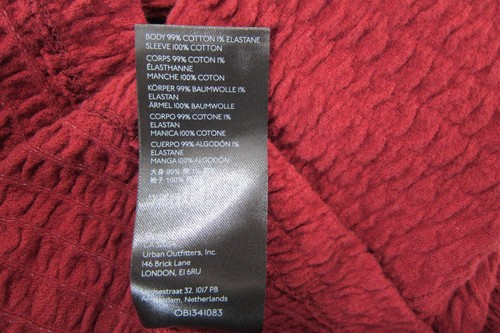 Anthropologie Smocked Bell Sleeve Blouse Burgundy Wine Women's Size L - Picture 13 of 15