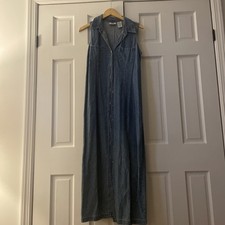 VTG Faded Glory Sleeveless Denim Maxi Dress Size M Y2K Cottagecore