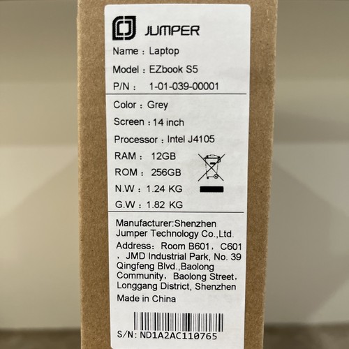 Jumper 14” EZbook S5 Intel J4105 12GB RAM 256GB Storage Storage Laptop - Picture 3 of 5