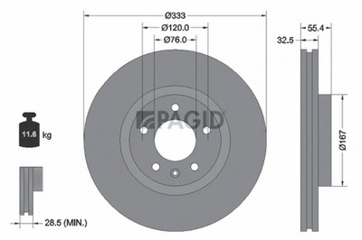 2x PAGID Bremsscheibe 54213NHC für VW TRANSPORTER T5 Bus 7HB 7HJ 7EB 7EJ 7HA 7HH