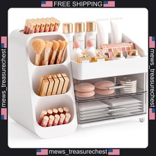 Makeup Organizer Acrylic with Drawers and Compartments for Vanity, White