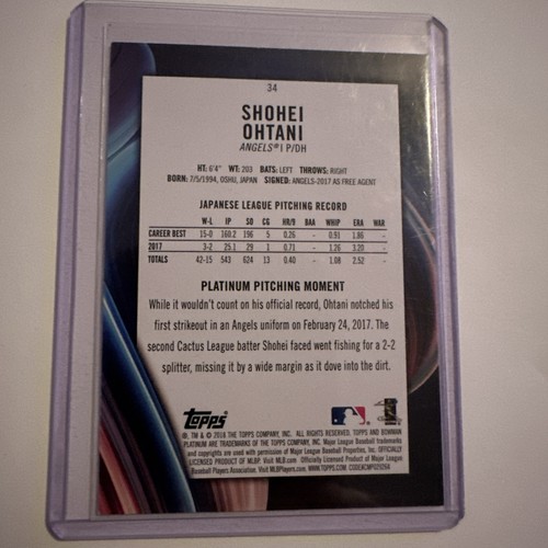 2018 Shohei Ohtani Bowman Platinum Rookie Card #34   - Bild 6 von 6
