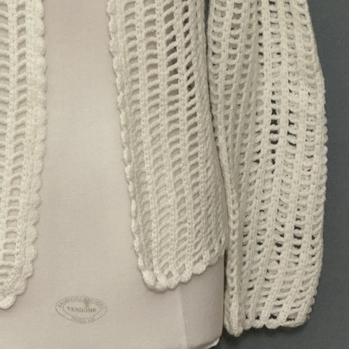 Maglione donna vintage Cottagecore M bianco aperto uncinetto cardigan classico femminile - Foto 3 di 12