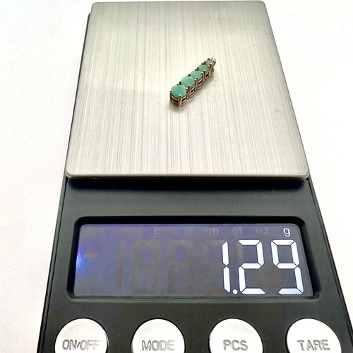Ciondolo pendente oro giallo massiccio 10 kt giada nefrite barra goccia accento diamante 7/8" - Foto 10 di 11