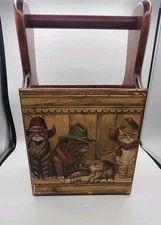 VTG Solid Wood Cats Magazine Rack Holder Stand Newspaper Storage Organizer