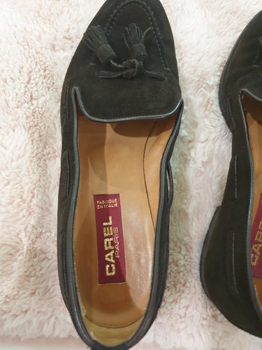 Carel Brown Suede Loafers Size 40 US 9.5 Made In Italy With Tassels In The Front - Picture 21 of 24