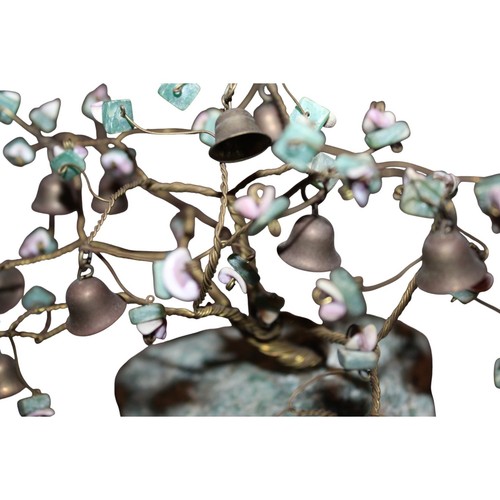 Bonsai di Prosperità Albero di Giada Filo Torto Roccia e Campane Bonsai Cinese - Foto 3 di 3