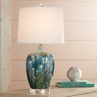 Devan Modern Table Lamp 24 1/2" High Blue Vine Ceramic LED Nightlight Bedroom