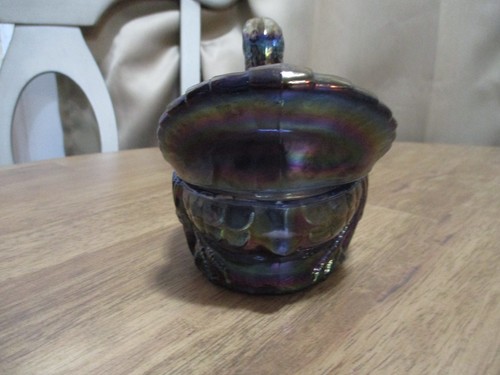 Vintage 1960's Imperial #149 Carnival Glass Turkey Candy Dish Iridescent Blue - Picture 8 of 12