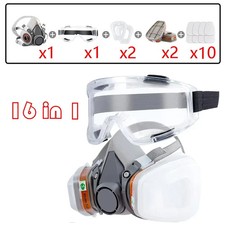 6200 Half Face 16 IN 1 Gas Mask Chemical Vapor Paint Spray Respirator + Filter
